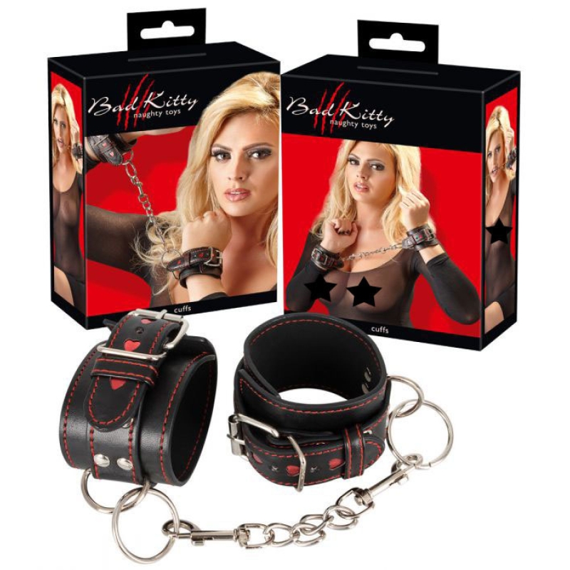Leather Look Handcuffs Black