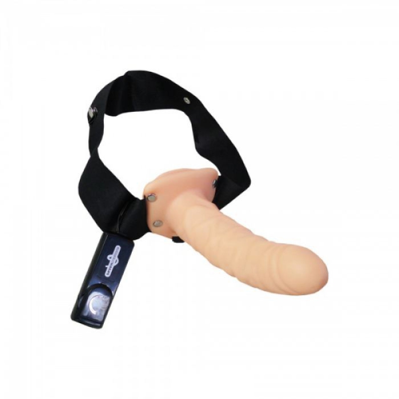 Alternative view of REALISTIC HOLLOW STRAP ON VIBRATOR 8INCH