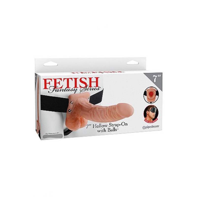 HOLLOW STRAP-ON WITH BALLS 7 INCH SKIN