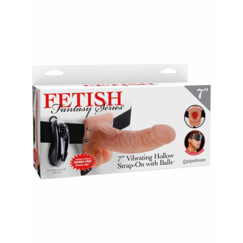 Vibrating Hollow Strap-on With Balls 7 Inch Skin