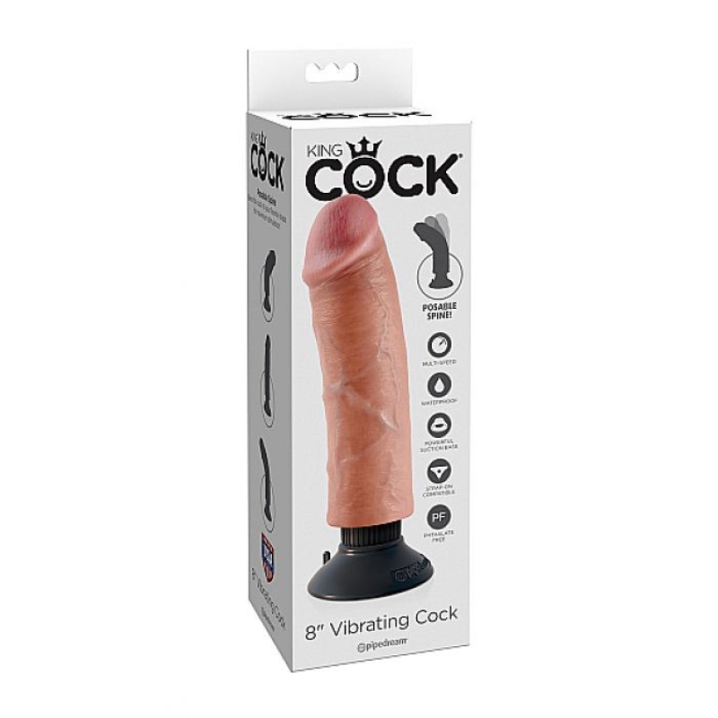 Alternative view of KING COCK VIBRATING 8 INCH FLESH