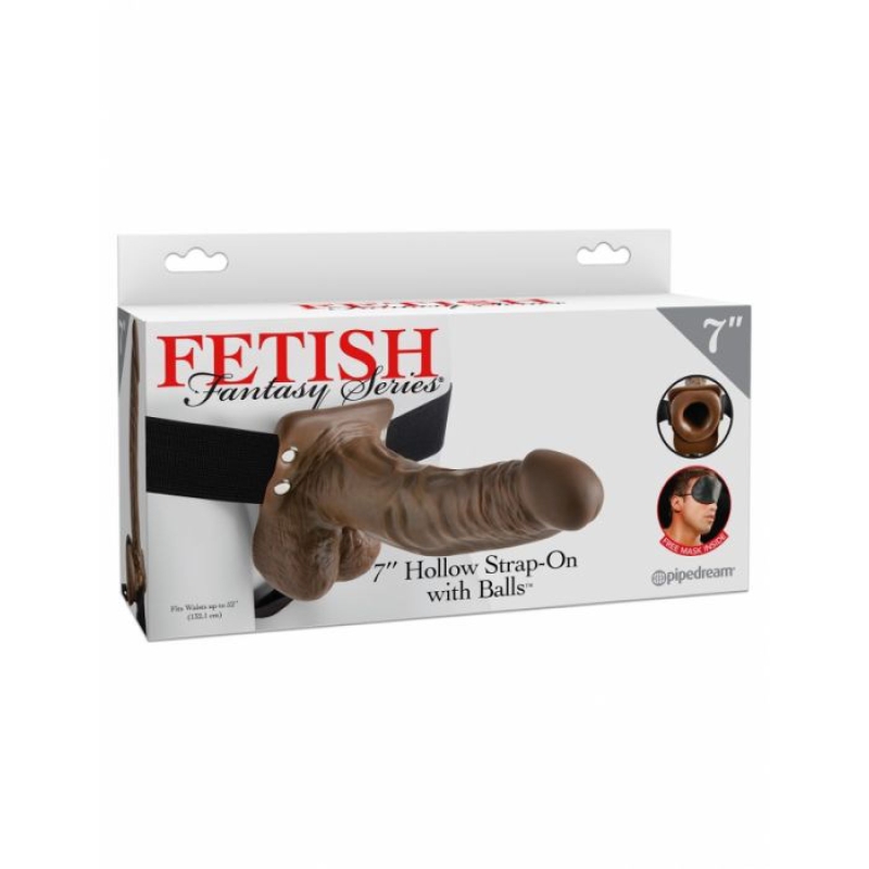Hollow Strap-on With Balls 7” Brown