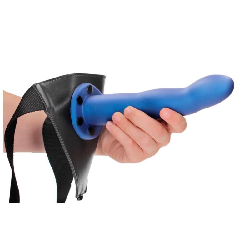 CURVED HOLLOW STRAP ON METALLIC BLUE 20CM