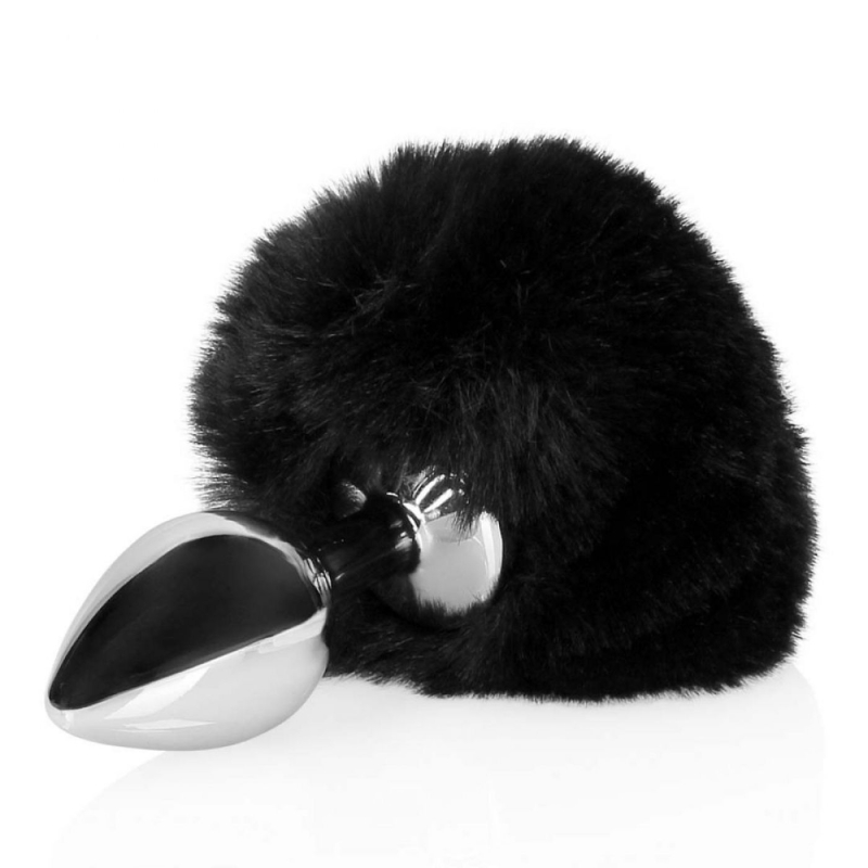 BUNNY TAIL WITH METAL BUTT PLUG BLACK