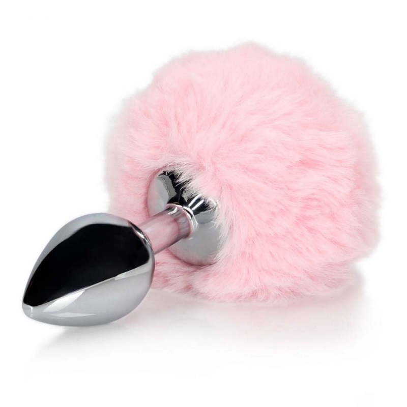 BUNNY TAIL WITH METAL BUTT PLUG PINK