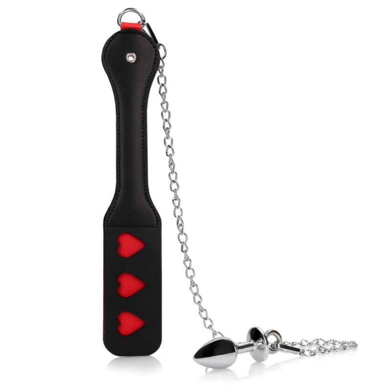 HEARTS PADDLE WITH METAL ANAL PLUG