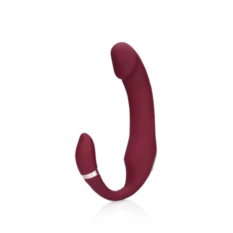 BENDABLE VIBRATING STRAPLESS STRAP ON