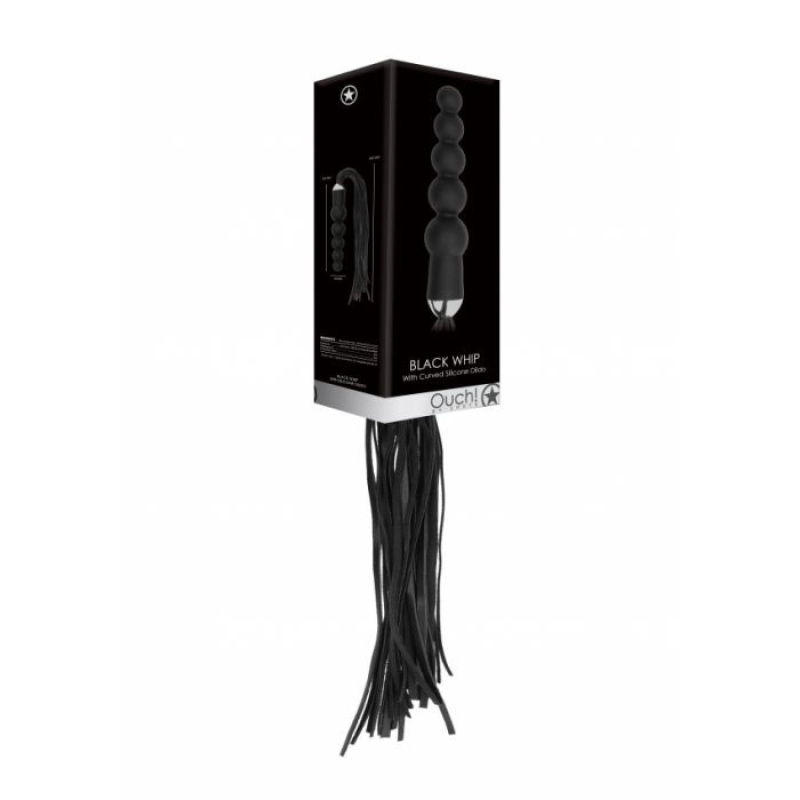 Alternative view of Black Whip With Curved Silicone Dildo Black 11,5cm