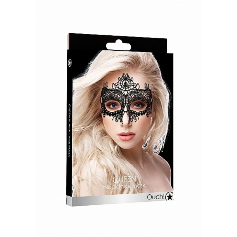 Alternative view of QUEEN BLACK LACE MASK - BLACK
