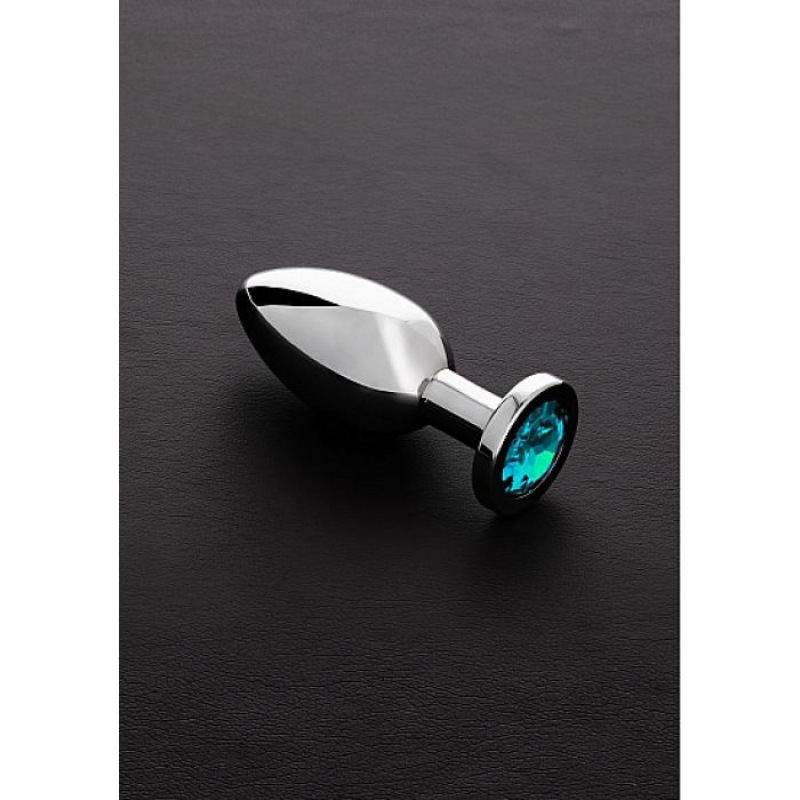 Jeweled Butt Plug Aqua Blue Medium