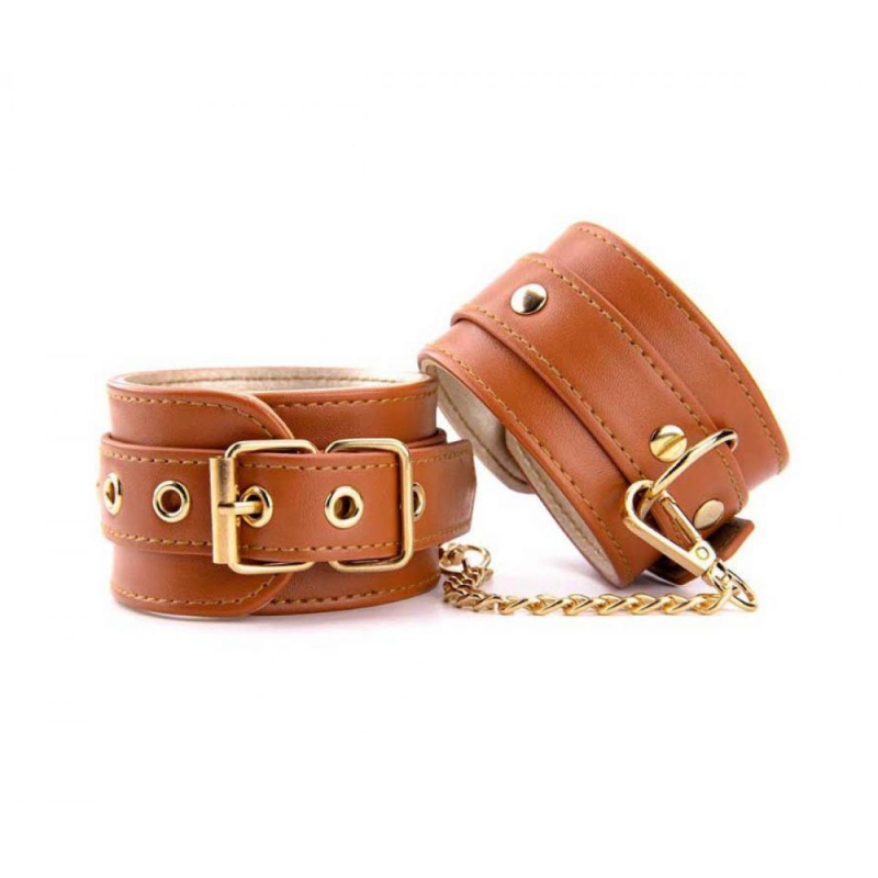ELITE ANKLE CUFFS COGNAC VEGAN LEATHER