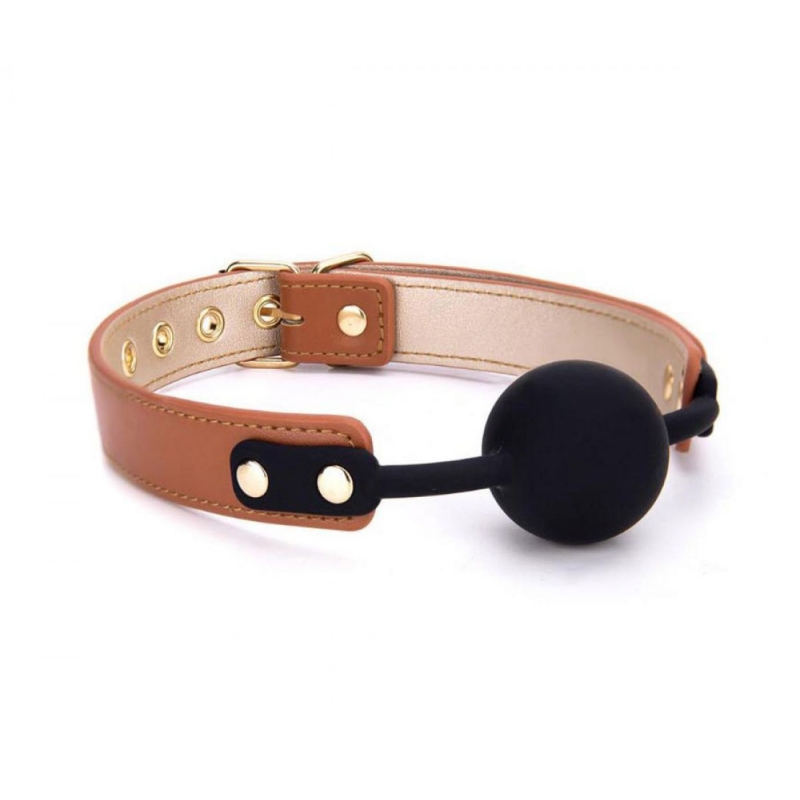 ELITE BALL GAG COGNAC VEGAN LEATHER