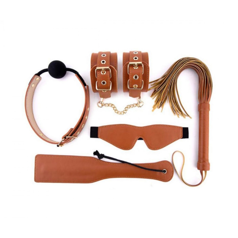 ELITE BDSM SET COGNAC VEGAN LEATHER