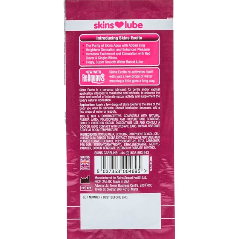 Alternative view of SKINS - EXCITE WATER-BASED LUBRICANT SINGLE-DOSE 5 ML