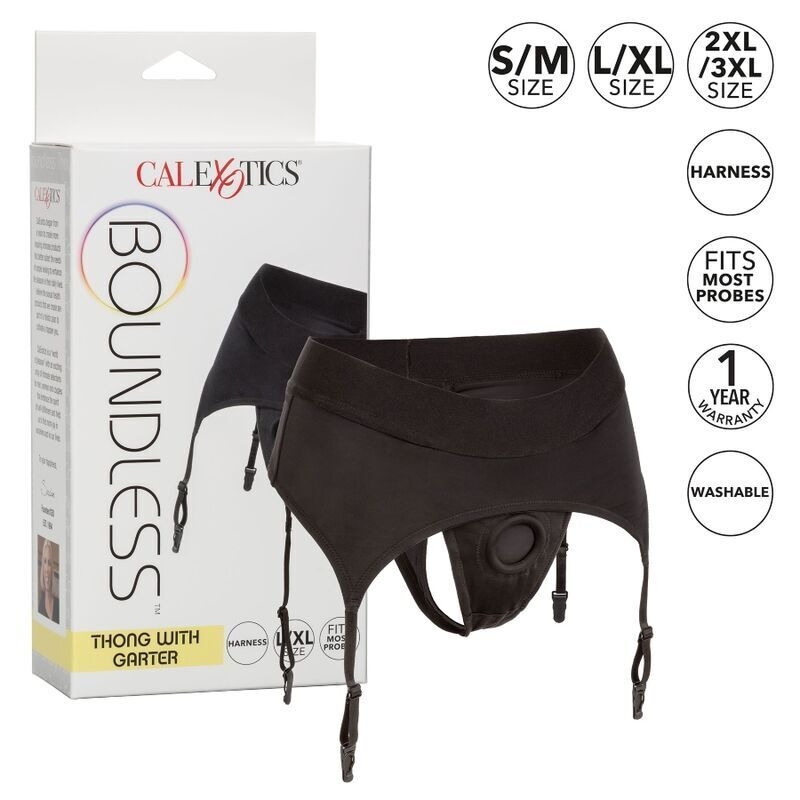 Alternative view of CALEXOTICS - BOUNDLESS THONG WITH GARTER S/M
