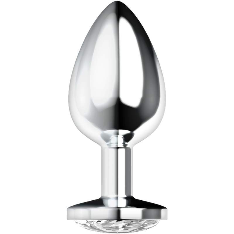 Polished stainless-steel anal plug with teardrop head and flared base.