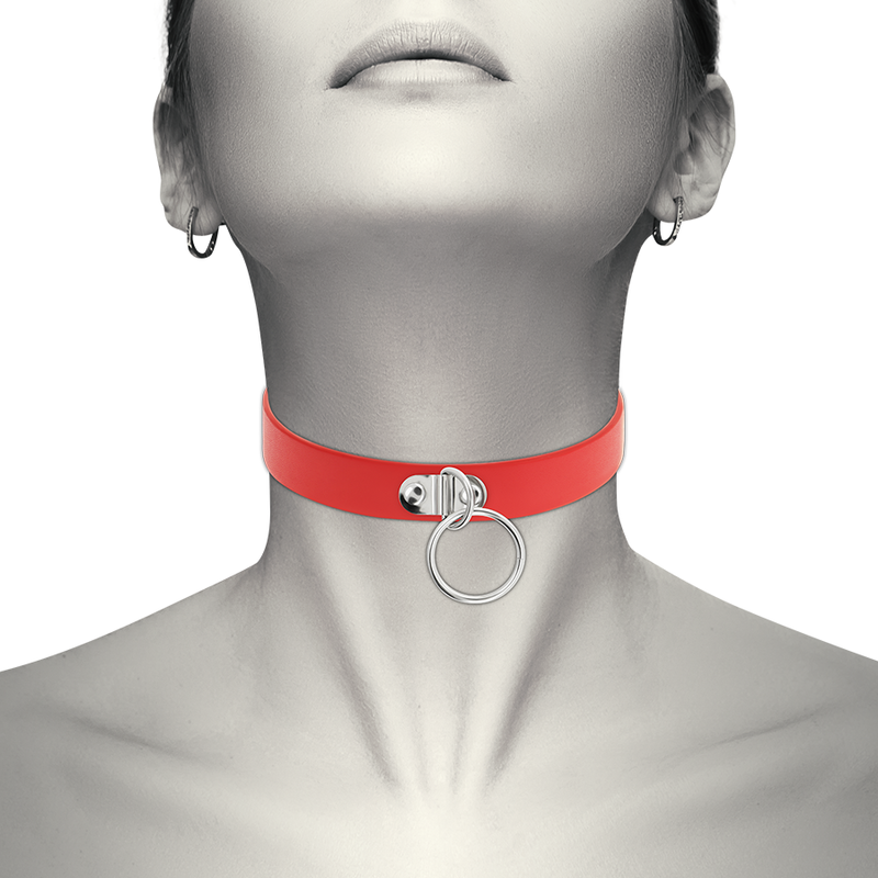 Alternative view of COQUETTE CHIC DESIRE - RED VEGAN LEATHER NECKLACE WOMAN FETISH ACCESSORY