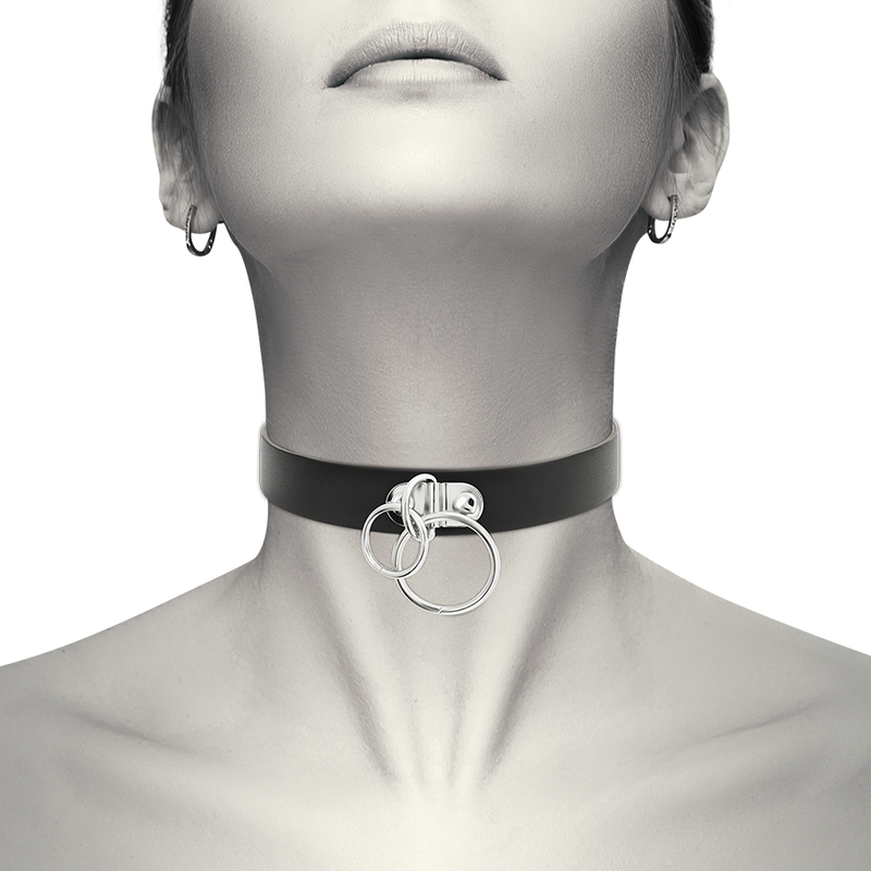 Alternative view of COQUETTE CHIC DESIRE - DOUBLE RING VEGAN LEATHER CHOKER