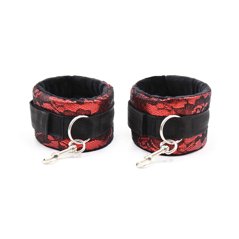 Alternative view of OHMAMA FETISH - VELVET HANDCUFFS WITH NYLON TAPE