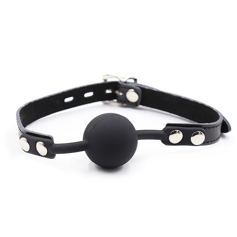 Alternative view of OHMAMA FETISH - SILICONE BALL GAG WITH LEATHER BELT (PADLOCK INCLUDED)
