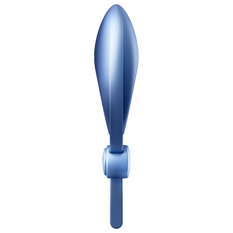 Blue plastic wing-shaped tool with a rounded, tapered blade attached to a small hinge and handle.