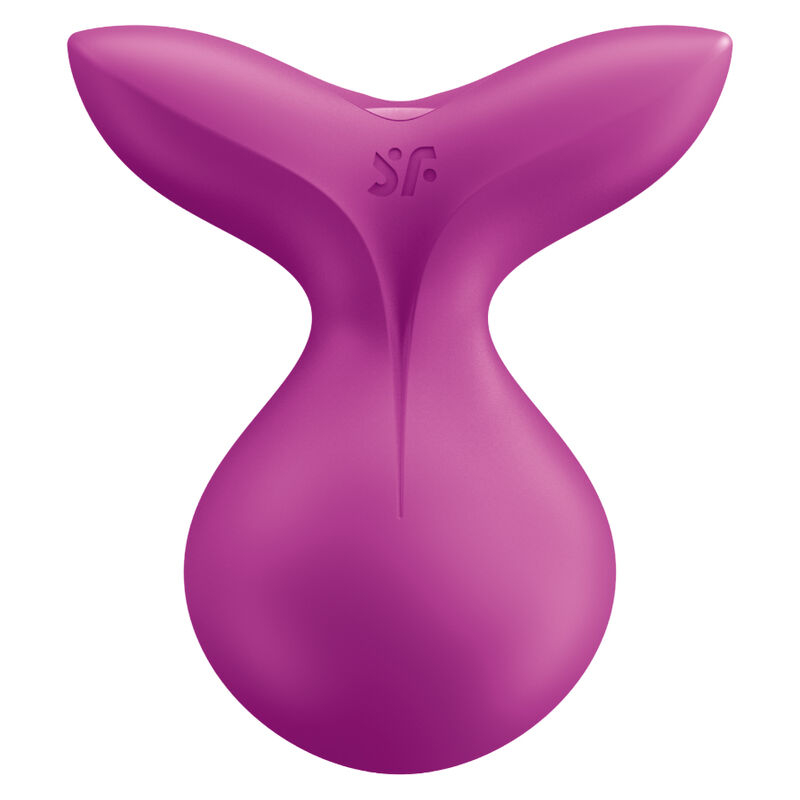 Purple silicone butt plug with a wide, whale-tail base and a tapered shaft.