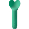 Green silicone spoon with a heart-shaped head for cooking or serving