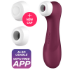 Magenta curved personal massager with white interchangeable caps and a pink 'New Cap' badge; app-compatible.