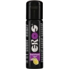 Black bottle of EROS lemon-flavored lubricant with a purple label and lemon illustration on a white background, front view