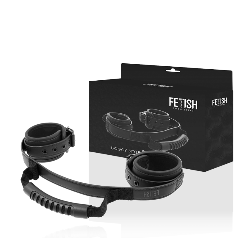 Alternative view of FETISH SUBMISSIVE - NOPRENE LINING HANDCUFFS WITH HANDLE