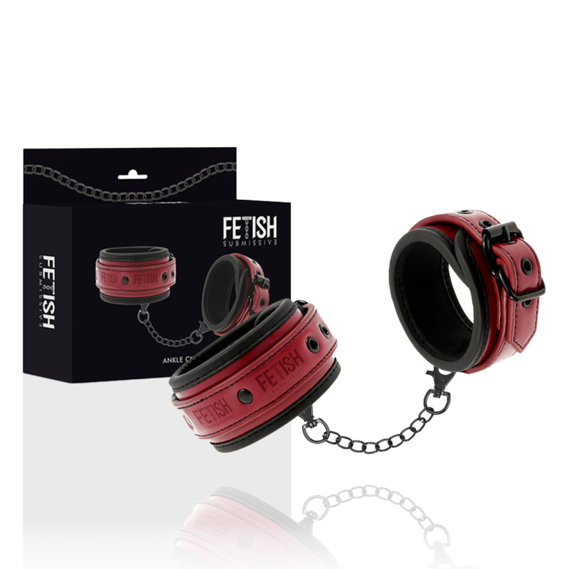 Alternative view of FETISH SUBMISSIVE DARK ROOM - VEGAN LEATHER ANKLE HANDCUFFS WITH NEOPRENE LINING