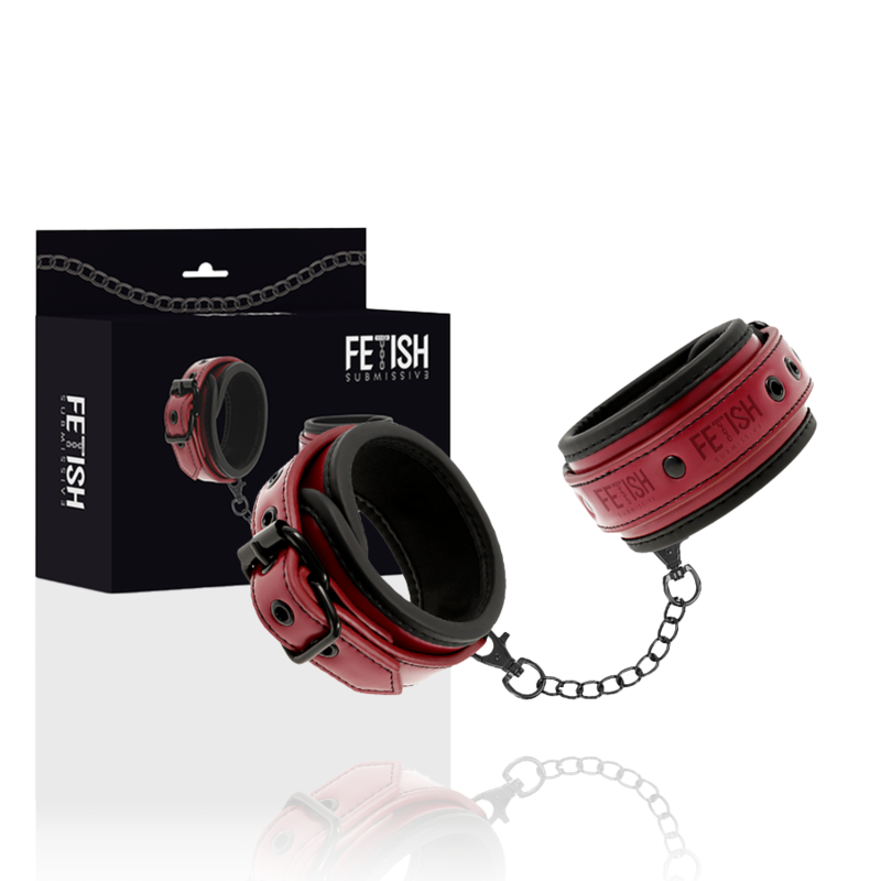 Alternative view of FETISH SUBMISSIVE DARK ROOM - VEGAN LEATHER HANDCUFFS WITH NEOPRENE LINING