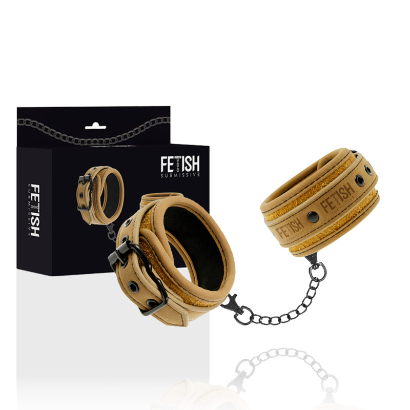 Alternative view of FETISH SUBMISSIVE ORIGEN - VEGAN LEATHER HANDCUFFS WITH NEOPRENE LINING
