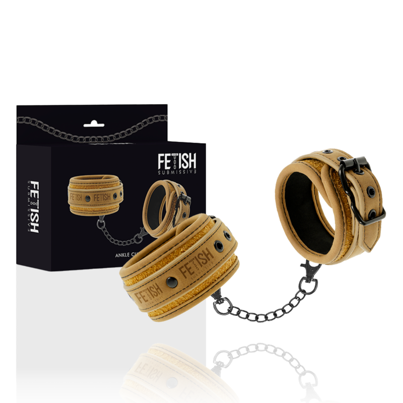 Alternative view of FETISH SUBMISSIVE ORIGEN - VEGAN LEATHER ANKLE CUFFS WITH NEOPRENE LINING