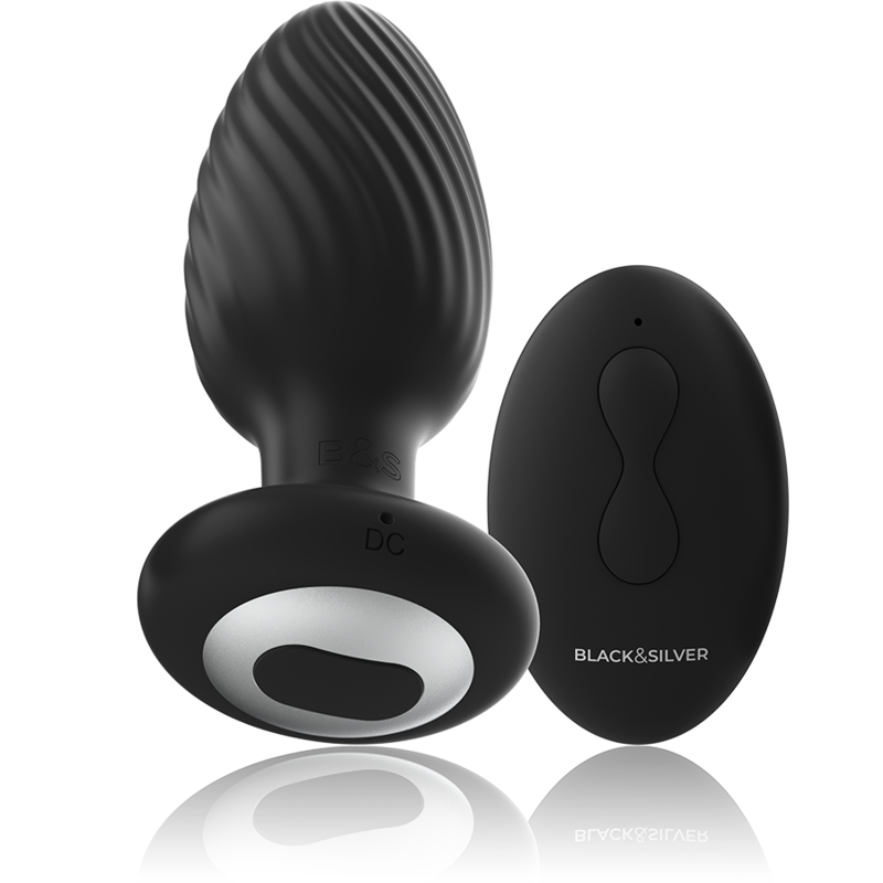 Alternative view of BLACKSILVER - WELLS PLUG SILICONE ANAL ROTATOR REMOTE CONTROL