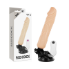 Beige dildo with suction base shown next to its white retail box labeled Base Cock and Twix system.
