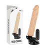 Beige dildo with a suction-cup base standing upright next to its white packaging labeled BASE COCK, a generic adult sex toy image.