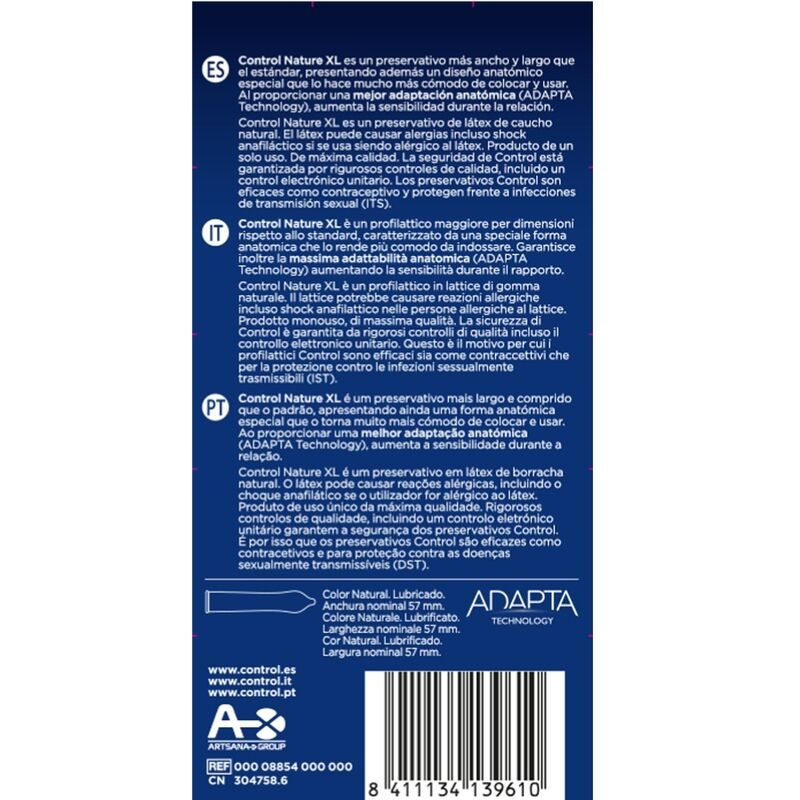 Alternative view of CONTROL - ADAPTA NATURE XL CONDOMS 12 UNITS