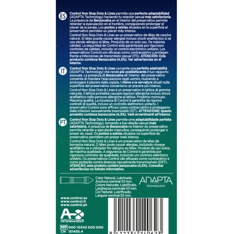 Alternative view of CONTROL - NONSTOP DOTS AND LINES CONDOMS 12 UNITS
