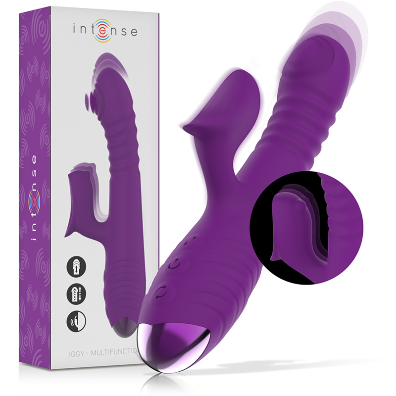 INTENSE - IGGY MULTIFUNCTION RECHARGEABLE VIBRATOR UP DOWN WITH CLITORAL STIMULATOR PURPLE
