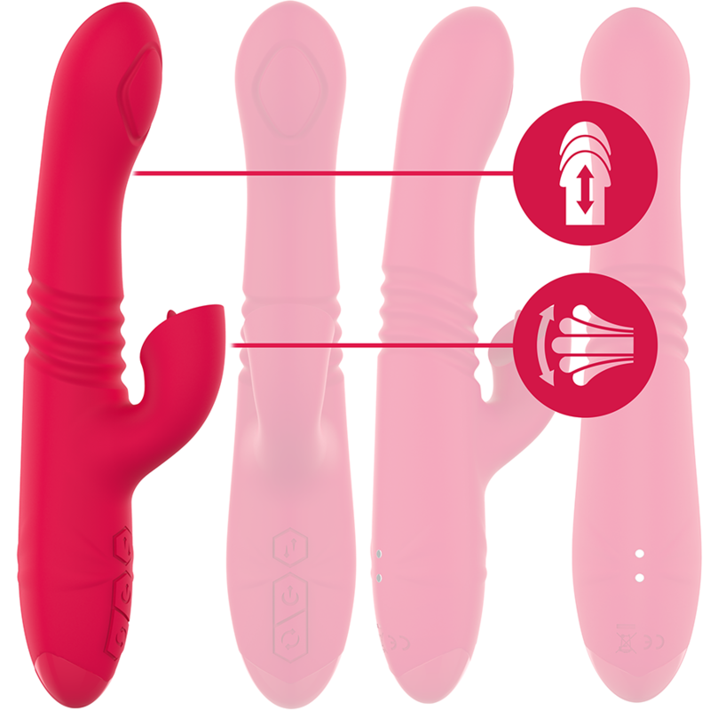 Alternative view of INTENSE - DUA MULTIFUNCTION RECHARGEABLE UP  DOWN VIBRATOR WITH RED TONGUE