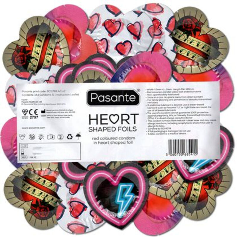 Alternative view of PASANTE - CONDOMS RED HEART SHAPE BAG 144 UNITS