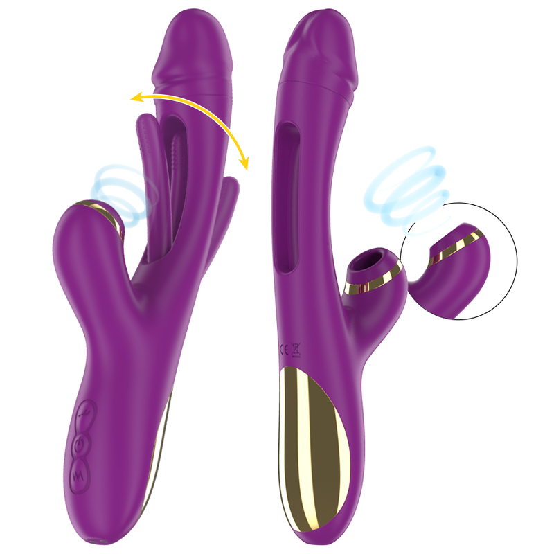 Alternative view of INTENSE - ATENEO RECHARGEABLE MULTIFUNCTION VIBRATOR 7 VIBRATIONS WITH OSCILLATING TONGUE AND PURPLE SUCTION