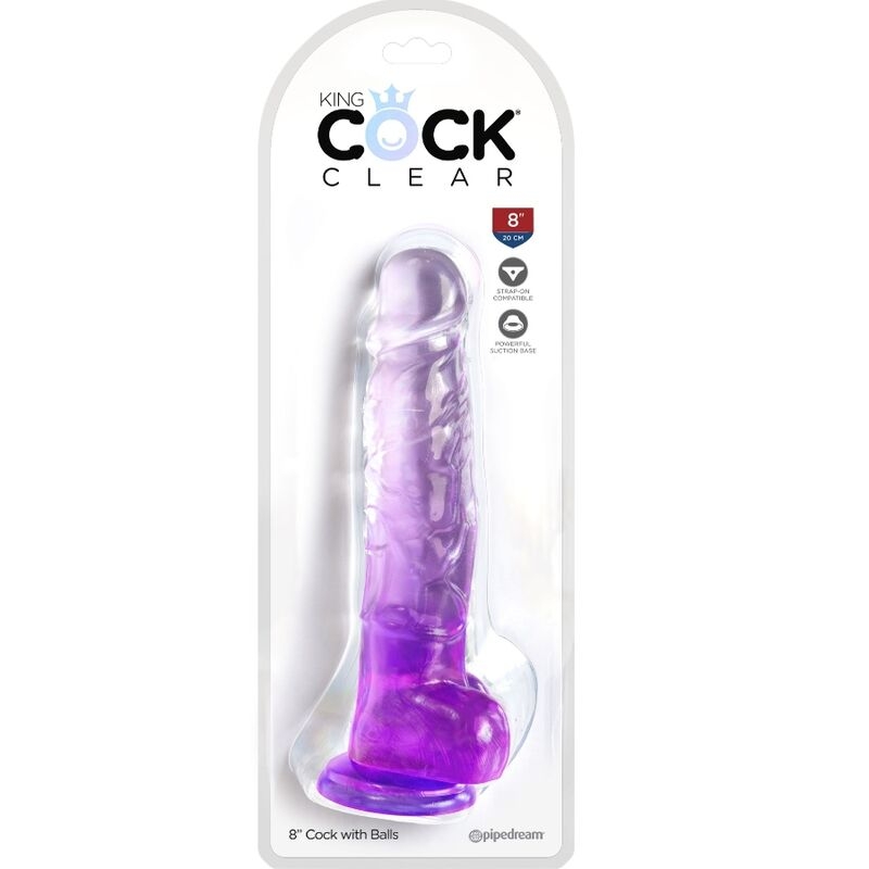 Alternative view of KING COCK - CLEAR REALISTIC PENIS WITH BALLS 16.5 CM PURPLE