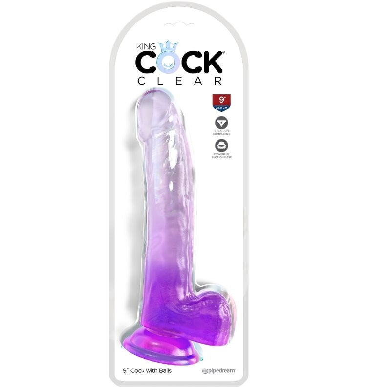 Alternative view of KING COCK - CLEAR DILDO WITH TESTICLES 20.3 CM PURPLE