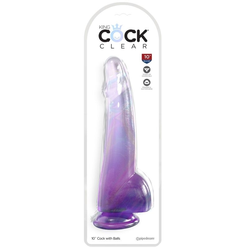 Alternative view of KING COCK - CLEAR DILDO WITH TESTICLES 19 CM PURPLE