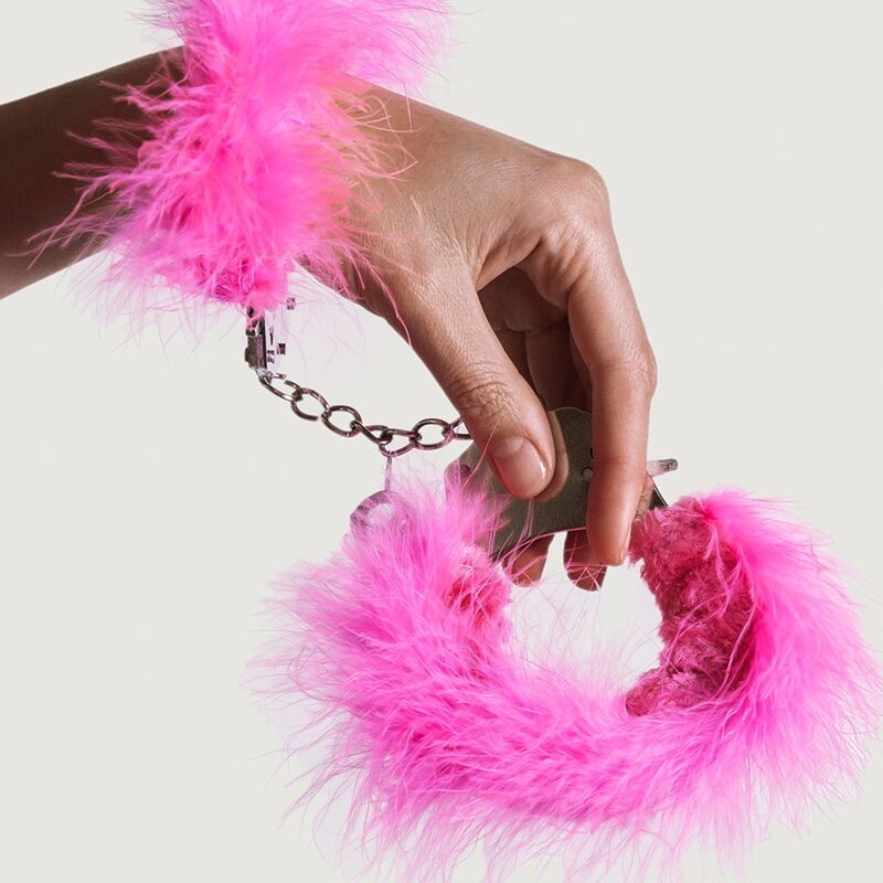 Alternative view of ADRIEN LASTIC - METAL HANDCUFFS WITH PINK FEATHERS