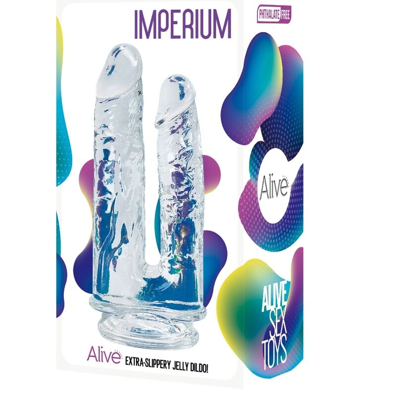Alternative view of ALIVE - IMPERIUM DOUBLE REALISTIC PENIS TRANSPARENT 12/14 CM