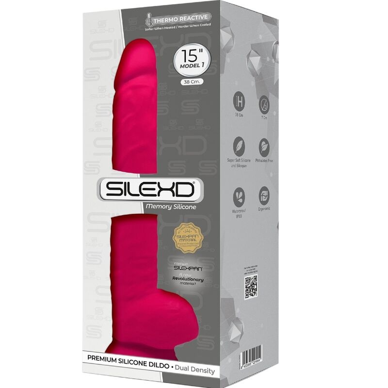Alternative view of SILEXD - MODEL 1 REALISTIC PENIS PREMIUM SILEXPAN SILICONE FUCHSIA 38 CM