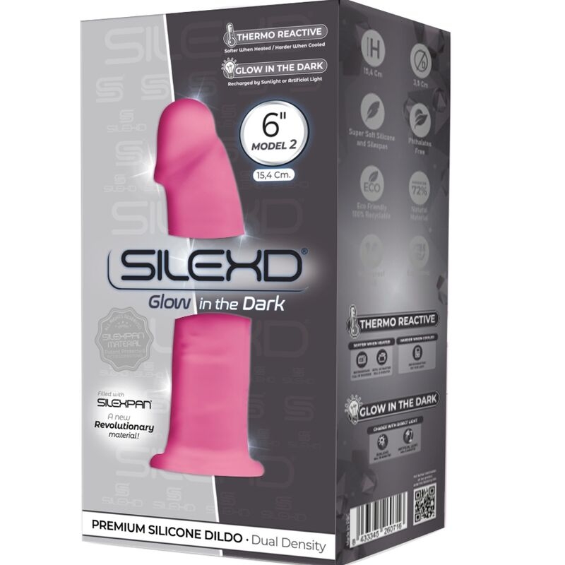Alternative view of SILEXD - MODEL 2 REALISTIC PENIS PREMIUM SILEXPAN SILICONE FLUORESCENT PINK 15 CM